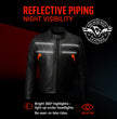 Milwaukee Leather USA MADE MLJKM5003 Men's Black Echo Premium Leather Motorcycle Jacket with Reflective Piping