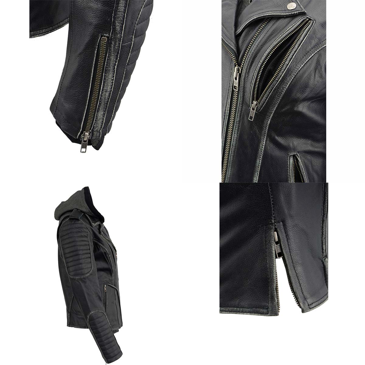 Milwaukee Leather MLL2516 Black Leather Rub-Off Leather Jacket
