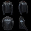 Milwaukee Leather MLL2540 Women's Crossover Black Leather Scooter Jacket w/ Reflective Skull Graphic