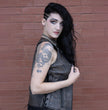 Milwaukee Leather Women's Distress Brown Leather V-Neck Motorcycle Rider Vest with Side Lace MLL4531
