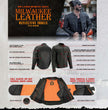 Milwaukee Leather MLM1500 Men's Crossover Black Leather Scooter Jacket with Reflective Skulls