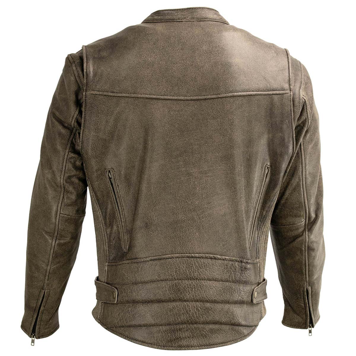 Milwaukee Leather MLM1503 Men's Distressed Brown Racer Motorcycle Vented Leather Rider Jacket