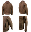Milwaukee Leather MLM1511 Men's 'Vagabond' Vintage Crazy Horse' Brown Leather Jacket w/ Removable Hoodie