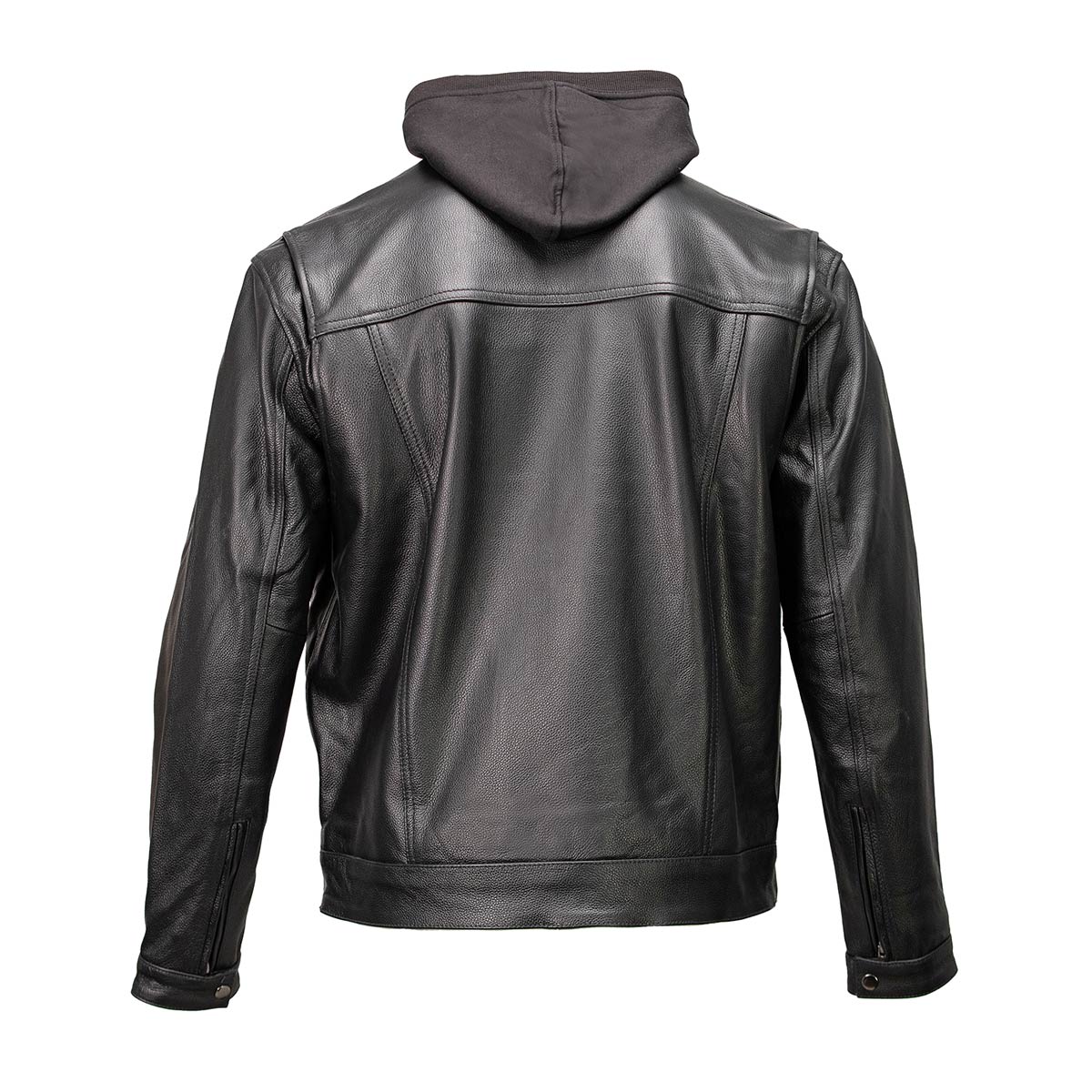 Milwaukee Leather MLM1614 Men’s Black Premium Leather Shirt Style Jacket w/ Removable Hoodie