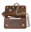Milwaukee Leather MLW7827 Men's 6” Brown Leather Bi-Fold Biker Wallet w/ Anti-Theft Stainless Steel Chain and Buffalo Nickel Snaps