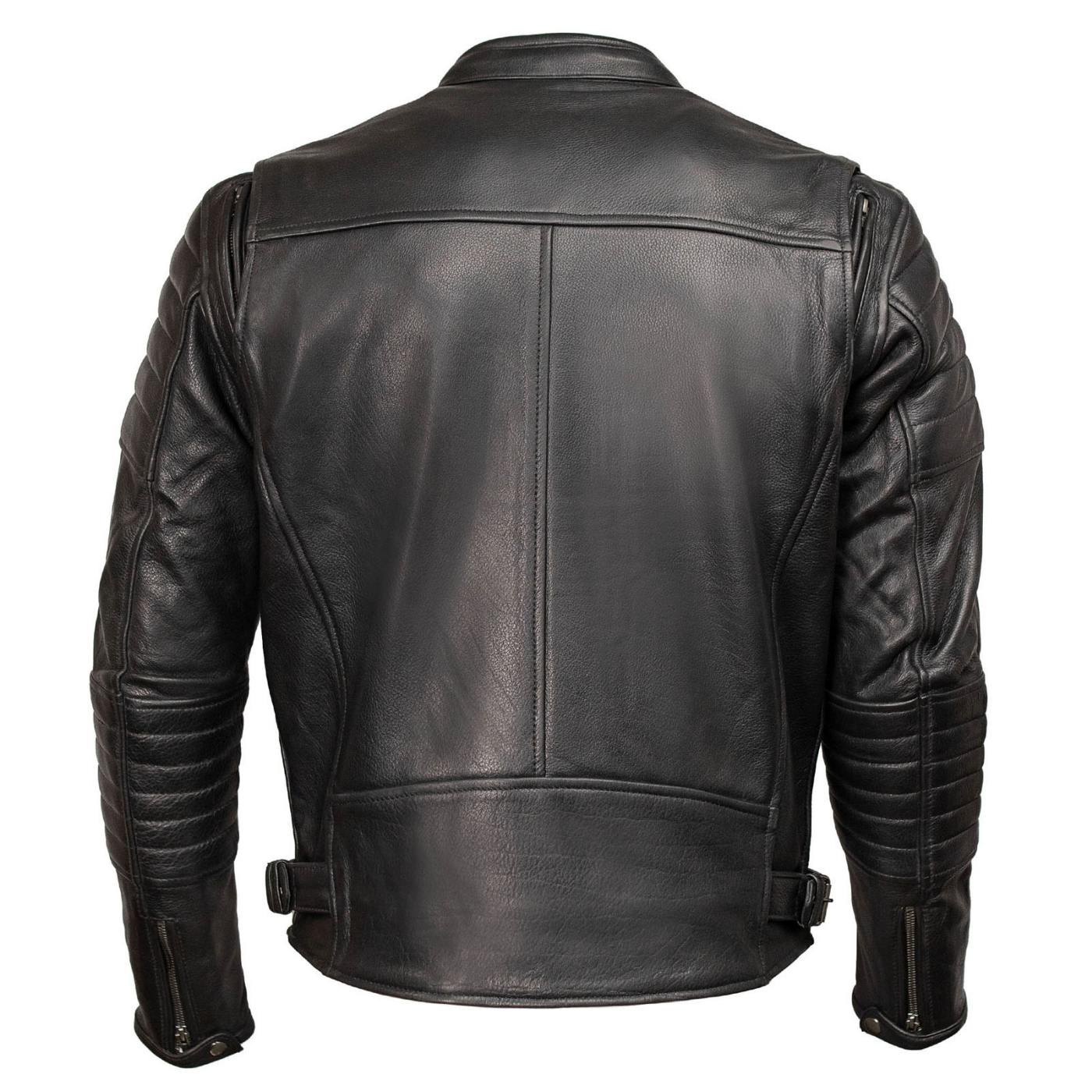 Milwaukee Motorcycle Clothing Co. Men's Contender Scooter Style Black Premium Leather Jacket MMC10001