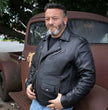 Milwaukee Motorcycle Clothing Co. Men's Unforgiven MC Style Black Leather Jacket w/ Lapel Collar MMC10008