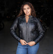 MMCC Women's Rebel Black Leather Motorcycle Jacket - MMC20002