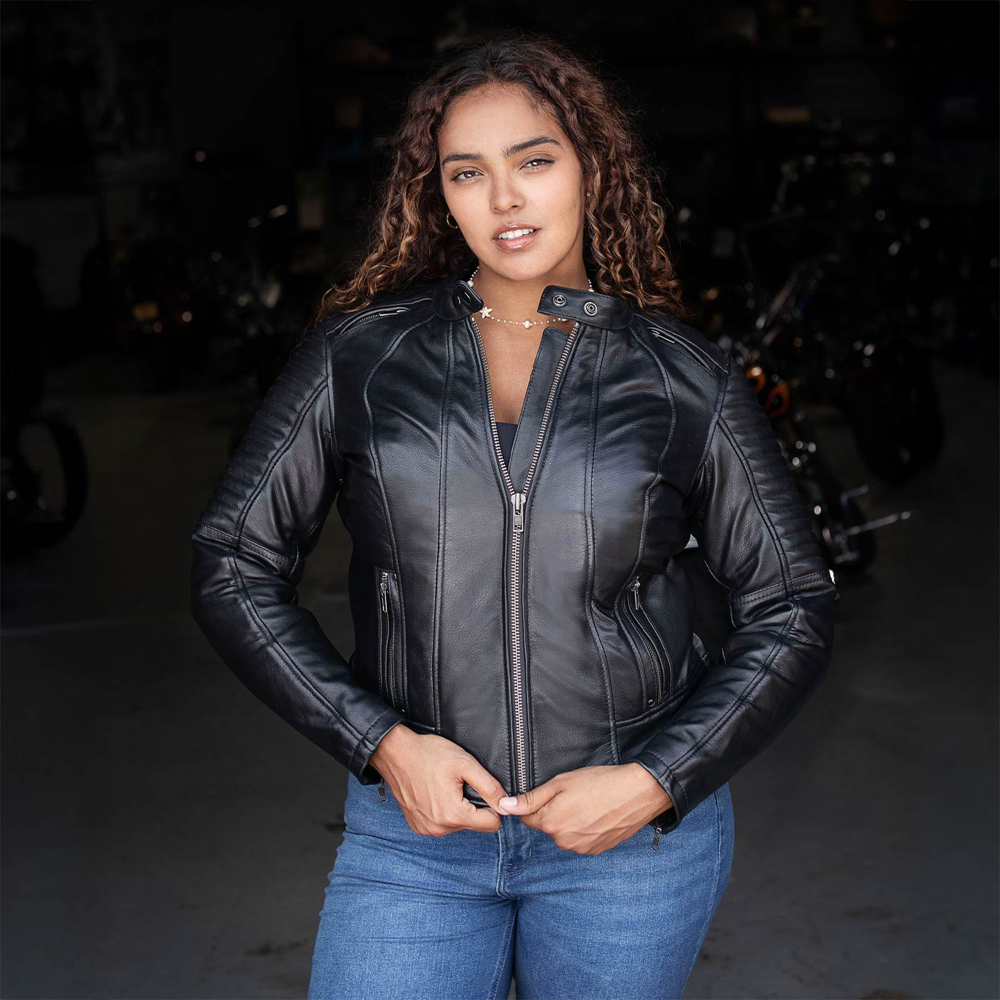 MMCC Women's Rebel Black Leather Motorcycle Jacket - MMC20002