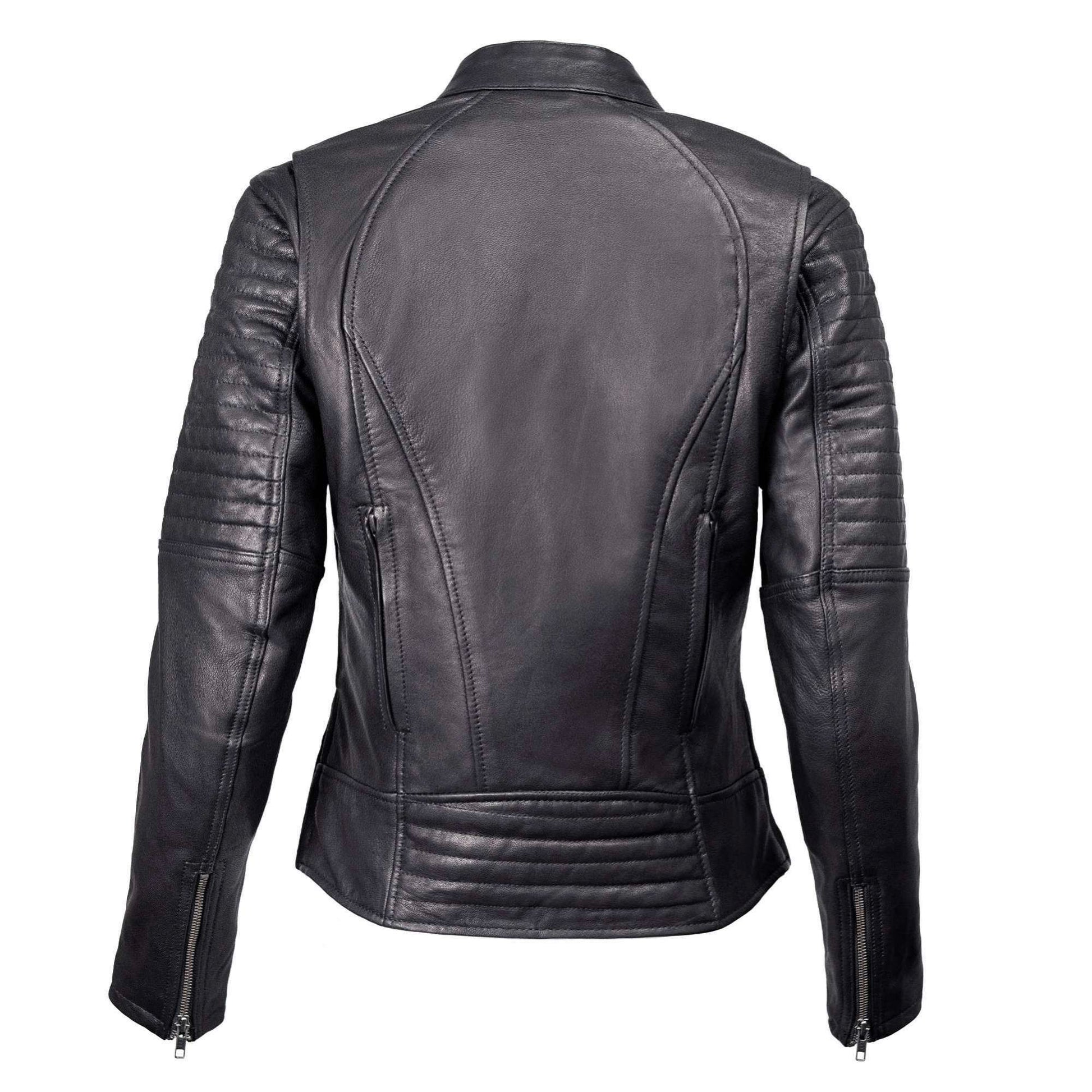 Milwaukee Motorcycle Clothing Co. Women's Foxy Scooter Style Black Premium Leather Jacket w/ Mandarin Collar MMC20000