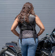 Milwaukee Motorcycle Clothing Co. Women’s Liberty Black and Purple Leather V-Neck Biker Vest w/ Side Lacing MMC40006