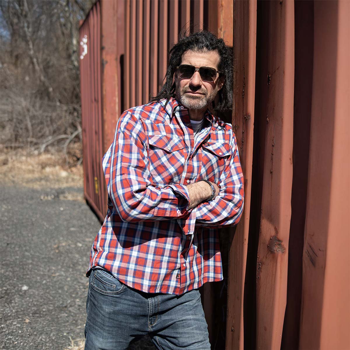 Milwaukee Leather MNG11638 Men's Red and Blue with White Long Sleeve Cotton Flannel Shirt