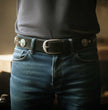 Milwaukee Leather Men's Black Cross Circle Leather Belt, MP7108