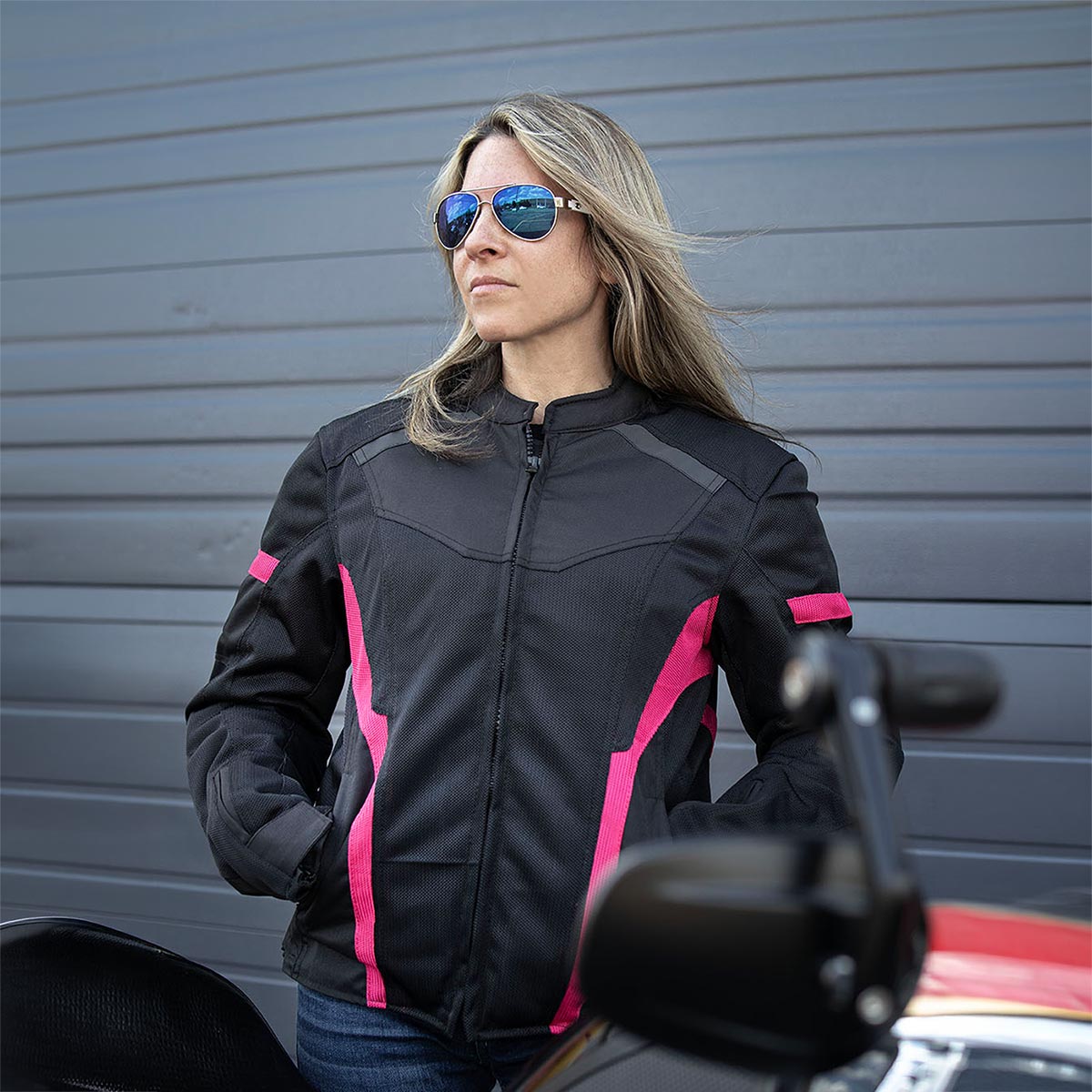 Milwaukee Leather MPL2794 Black and Pink Mesh/Textile Armored