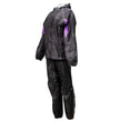 Milwaukee Leather MPL9601 Women's Black and Purple Water Resistant Rain Suit w/ Reflective Material and Hoodie