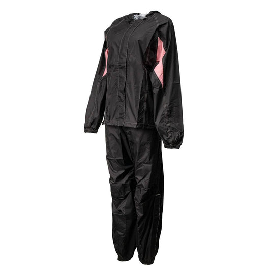 Milwaukee Leather MPL9607 Women's Black and Pink Water Resistant Rain Suit w/ Reflective Material and Hoodie