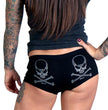 Hot Leathers PTB7046 Silver Glitter Ink Skull and Crossbones Ladies Boy Shorts
