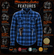 Milwaukee Leather MPM1650 Men's Plaid Flannel Biker Shirt with CE Approved Armor - Reinforced w/ Aramid Fiber
