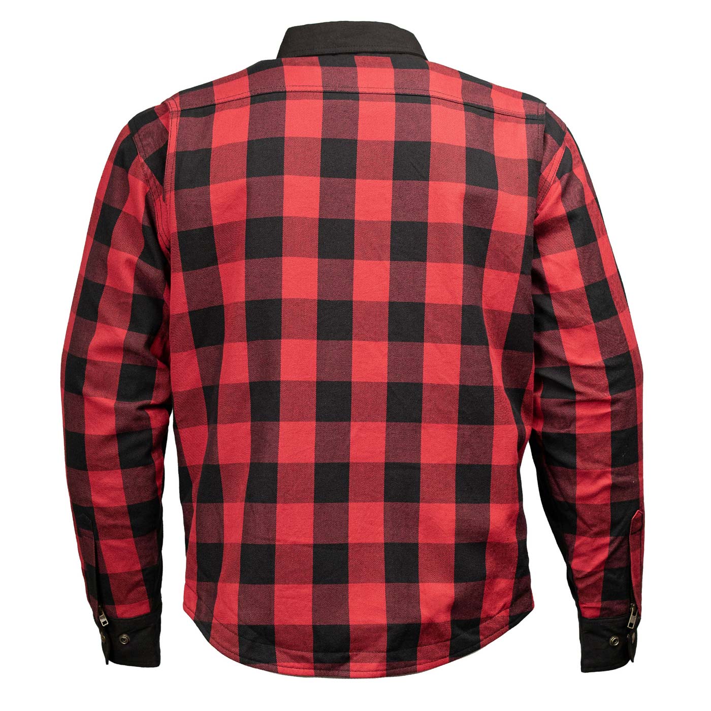 Milwaukee Leather Men’s Two-Tone CE Armored Flannel - Solid Front / Plaid Back - Reinforced w/ Aramid Fibers - MPM1671