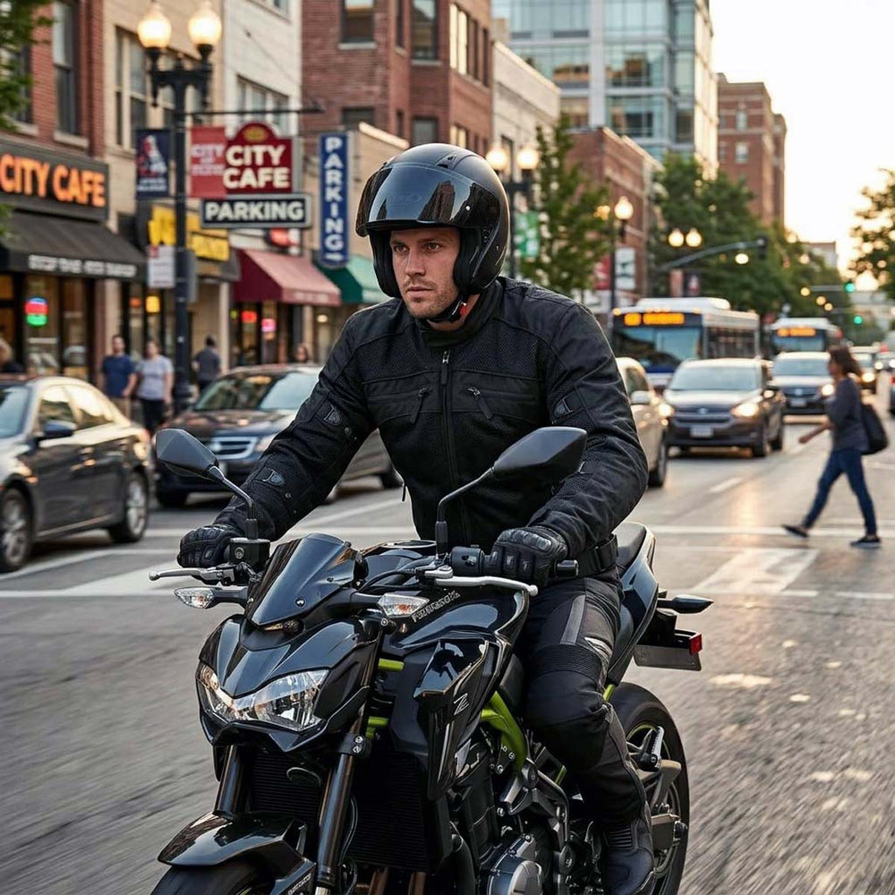 Milwaukee Leather Men's Devious Black Textile Motorcycle Jacket w/ CE Armor - MPM17025