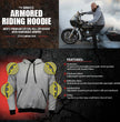 Milwaukee Leather Men's Streetguard Riding Hoodie - Aramid Reinforced with CE Shoulder and Elbow Armor