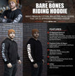 Milwaukee Leather Men's Bare Bones Black Reflective Skull CE Armored Riding Hoodie, Shoulder and Elbow Armor - MPM1797