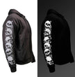 Milwaukee Leather Men's Bare Bones Black Reflective Skull CE Armored Riding Hoodie, Shoulder and Elbow Armor - MPM1797