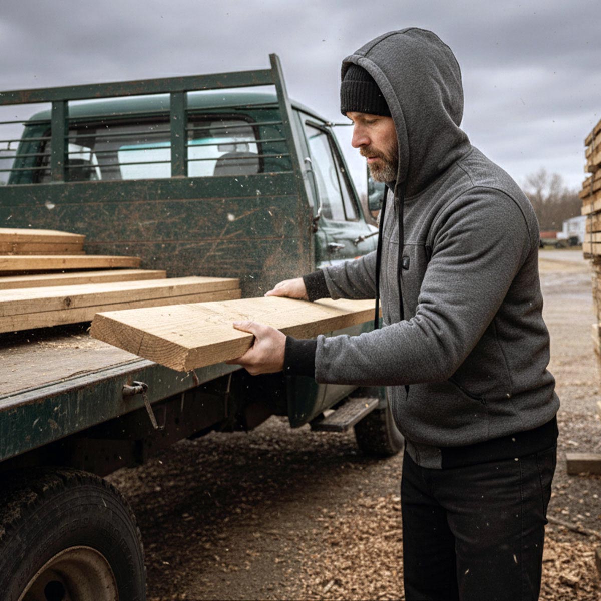 Nexgen Heat Men’s Grey Heated Hoodie Jacket – Winter Motorcycle Riding Gear for Cold Outdoors MPM1713SET