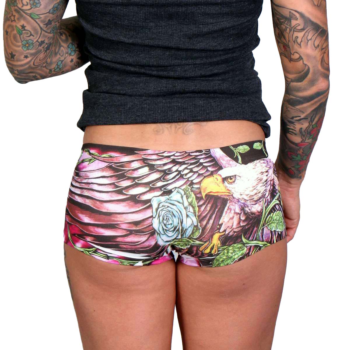 Hot Leathers Eagle Flowers Ladies Boy Shorts PTB7504