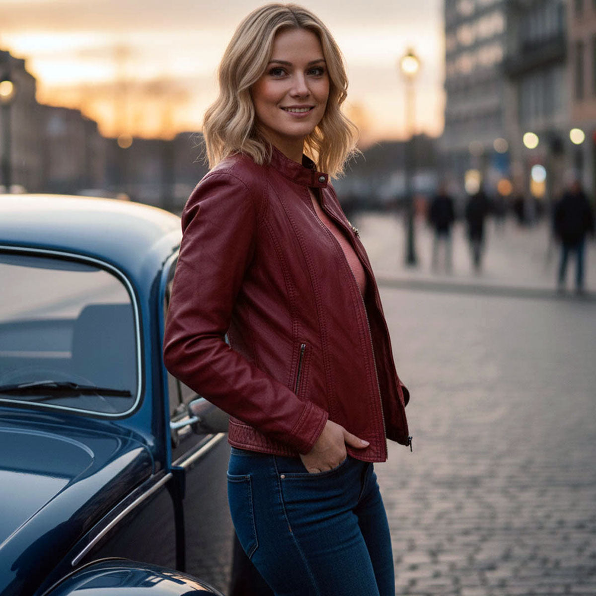 Milwaukee Leather Vintage SFL2811 Women's Red Zipper Front Motorcycle Casual Fashion Leather Jacket