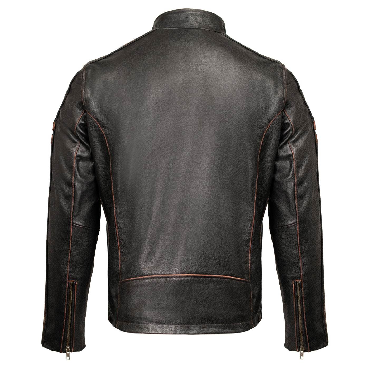 Milwaukee Leather Men’s Copperline Black Leather Moto Café Racer Jacket, Stand Collar, 6 Pockets - SFM1816