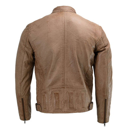 Milwaukee Leather SFM1835 Men's Saddle ‘Cafe Racer’ Leather Jacket with Snap Button Collar