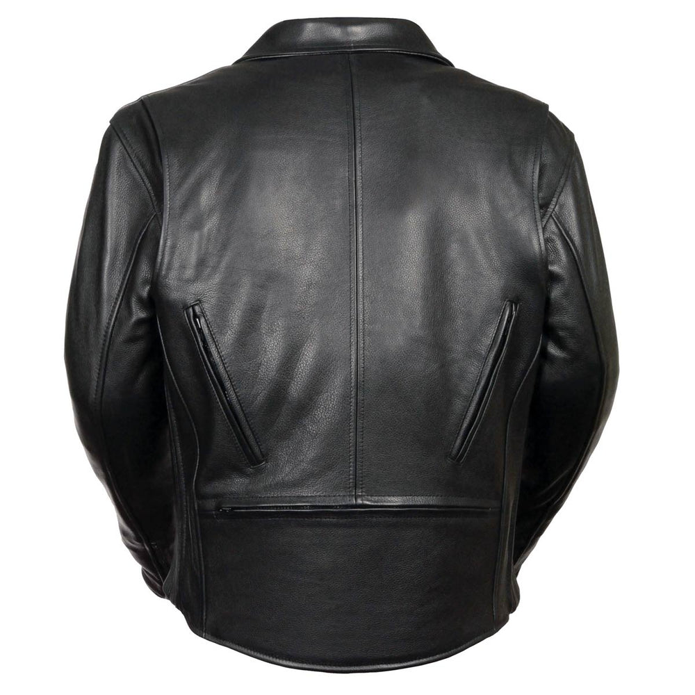 Milwaukee Leather Men's Premium Black Leather Beltless MC Style Motorcycle Jacket w/ Side Stretch SH1057