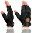 Milwaukee Leather SH206 Men's Black Leather Gel Padded Palm Fingerless Motorcycle Hand Gloves W/ ‘Welted’ Design