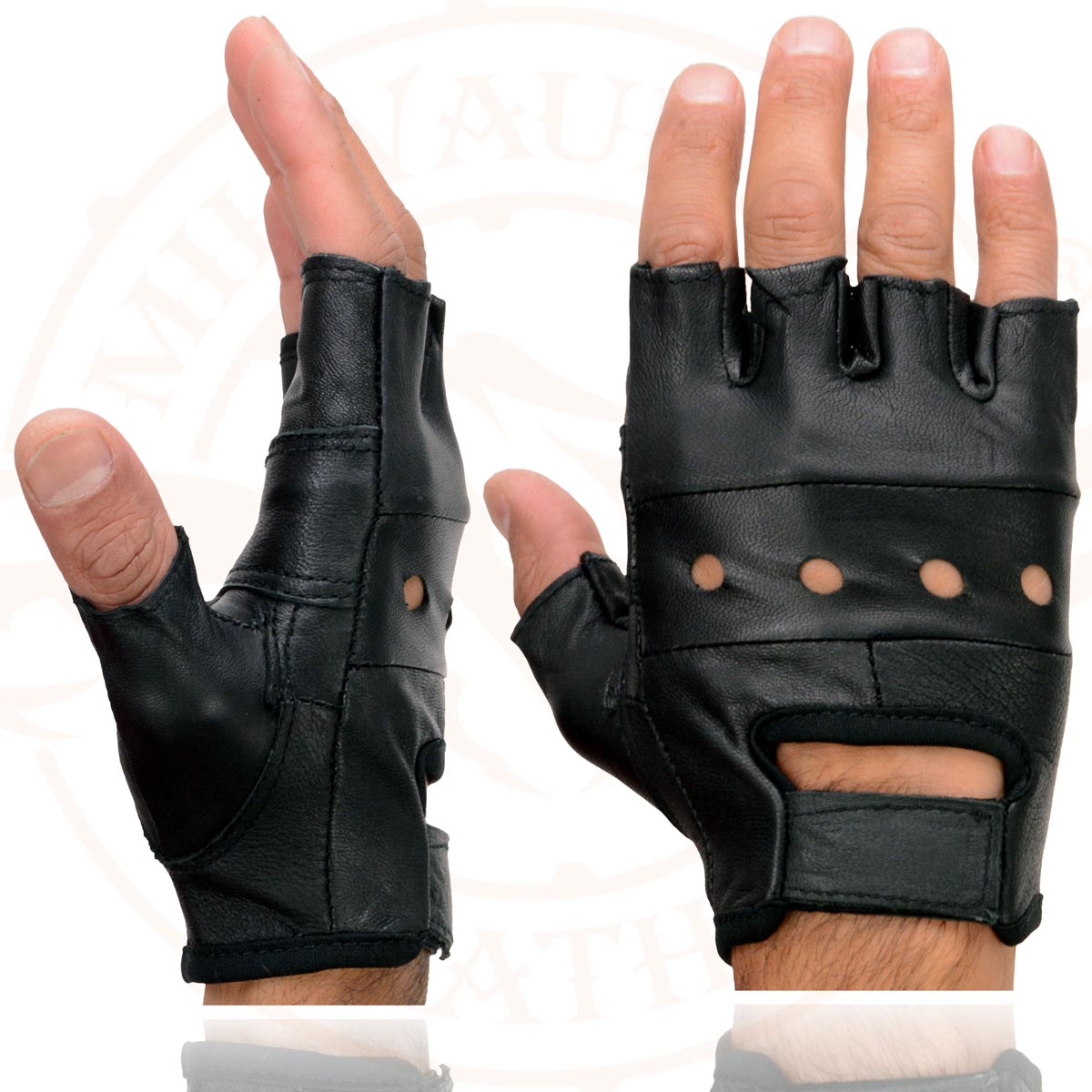 Milwaukee Leather SH216 Men's Black Leather Gel Padded Palm