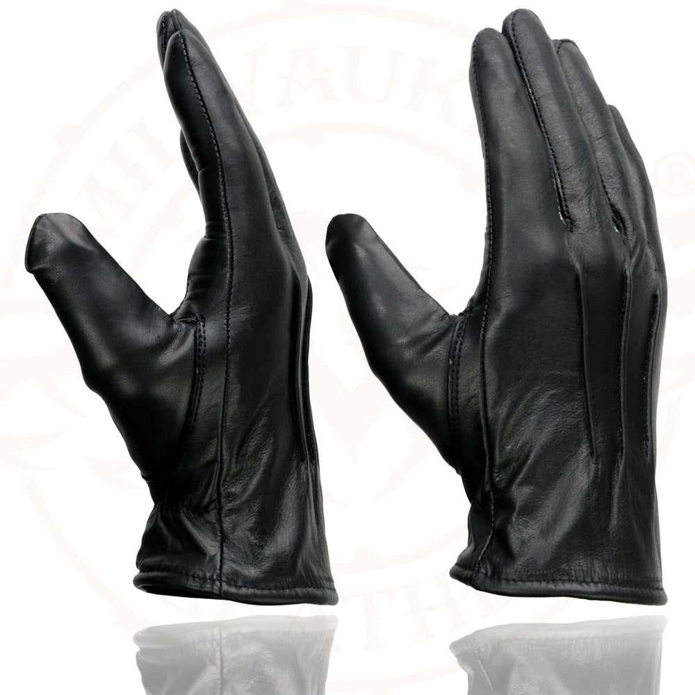 Milwaukee Leather SH234 Men's Black Thermal Lined Leather Motorcycle Gloves w/ Cinch Wrist Closure