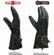 Milwaukee Leather Men's Gauntlet Motorcycle Hand Gloves-Black Leather Thermal Lined with Conchos on Cuff- SH238