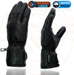Milwaukee Leather Men's Black Gauntlet Motorcycle Gloves-Black Soft Leather Waterproof Cinch Wrist Closure-SH293