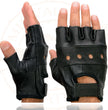 Milwaukee Leather SH355 Men's Motorcycle Black Leather Fingerless Gloves with Gel Palm