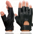 Milwaukee Leather SH357 Men's Black Leather Gel Padded Palm Fingerless Motorcycle Hand Gloves W/ ‘Welted Perforated Leather’
