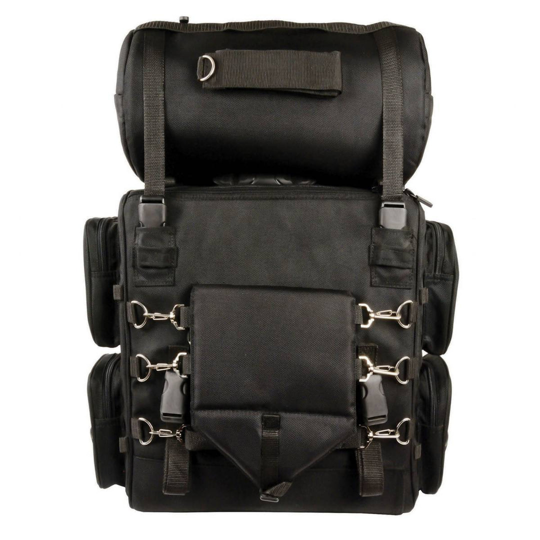 Milwaukee Large Two Piece Nylon Sissy Bar Bag with Relfective Piping, Black
