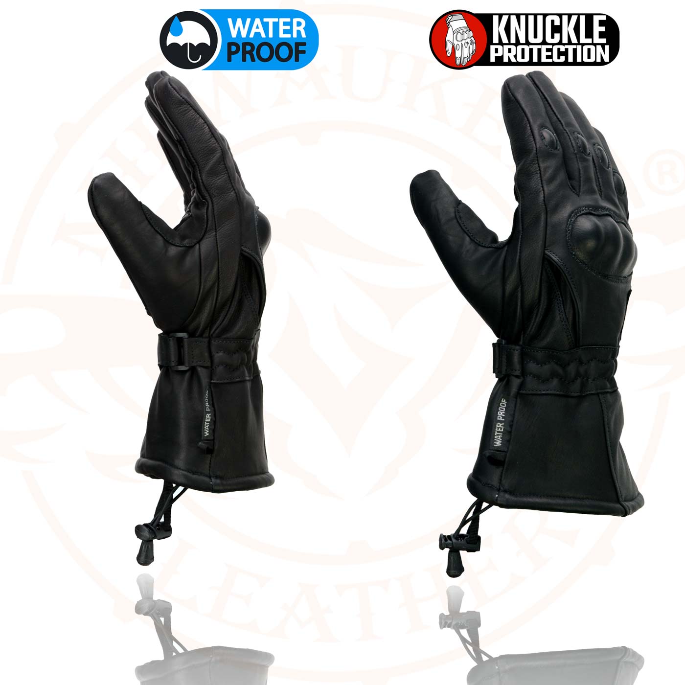 Milwaukee Leather SH815 Men's Black Leather Waterproof Gauntlet