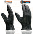 Milwaukee Leather SH858 Men's Thermal Lined USA Deerskin Black Leather Motorcycle Gloves w/ Cinch Wrist Closure