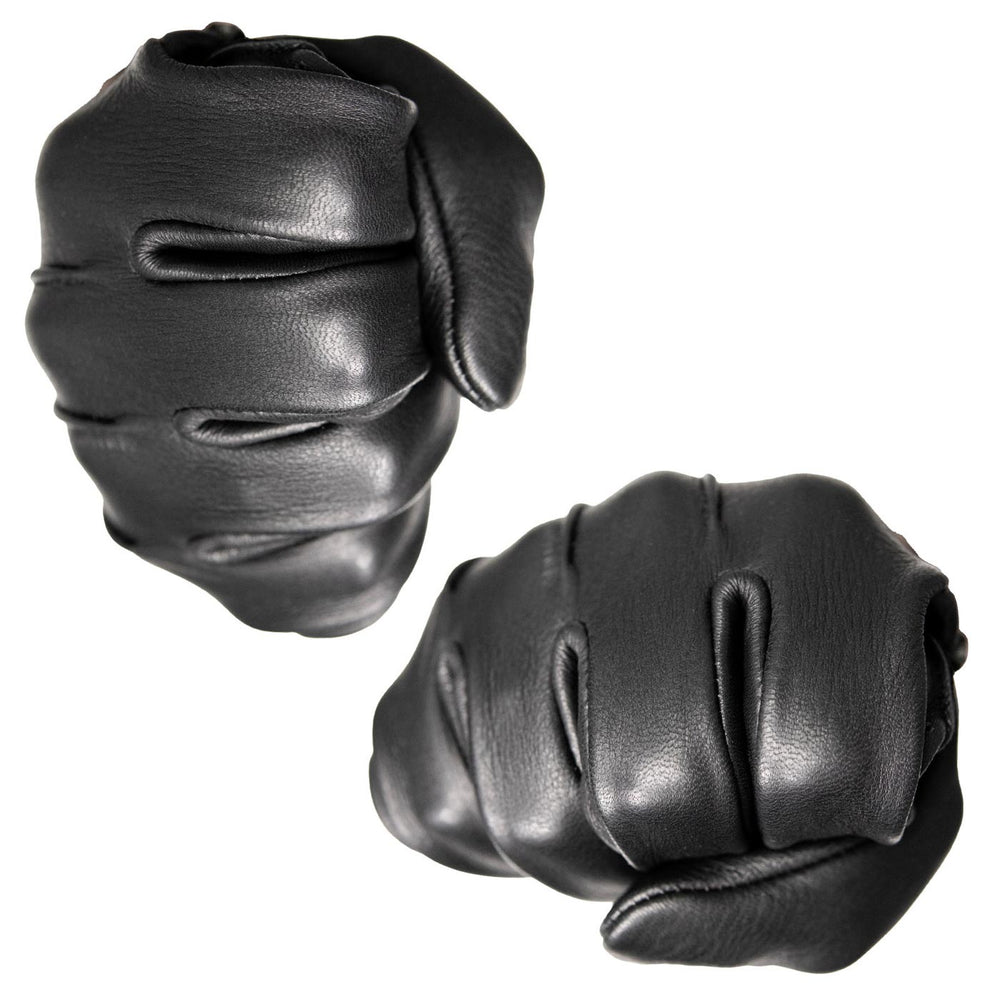 Z1R Men's Black Premium Deerskin Leather Motorcycle Riders Gloves w/ Cinch Wrist Closure