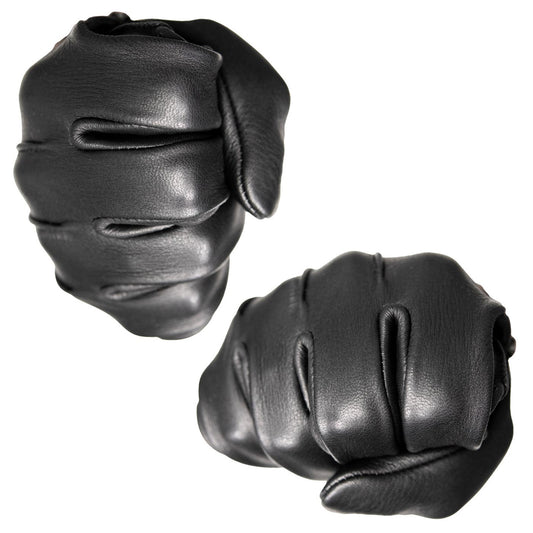 Z1R Men's Black Premium Deerskin Leather Motorcycle Riders Gloves w/ Cinch Wrist Closure