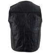 USA Leather 201 Men's Black 'Classy' Leather Motorcycle Rider Vest with Snap Button Closure
