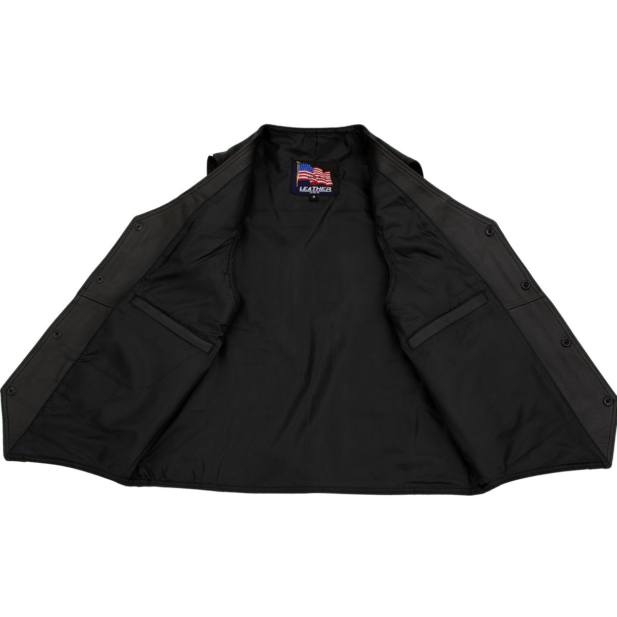 USA Leather 201L Men's Black Classic Leather Side Lace Vest