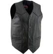 USA Leather 201 Men's Black 'Classy' Leather Motorcycle Rider Vest with Snap Button Closure