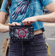 Hot Leathers CPE2103 Embroidered Clip Pouch Purse with Rose and Stars