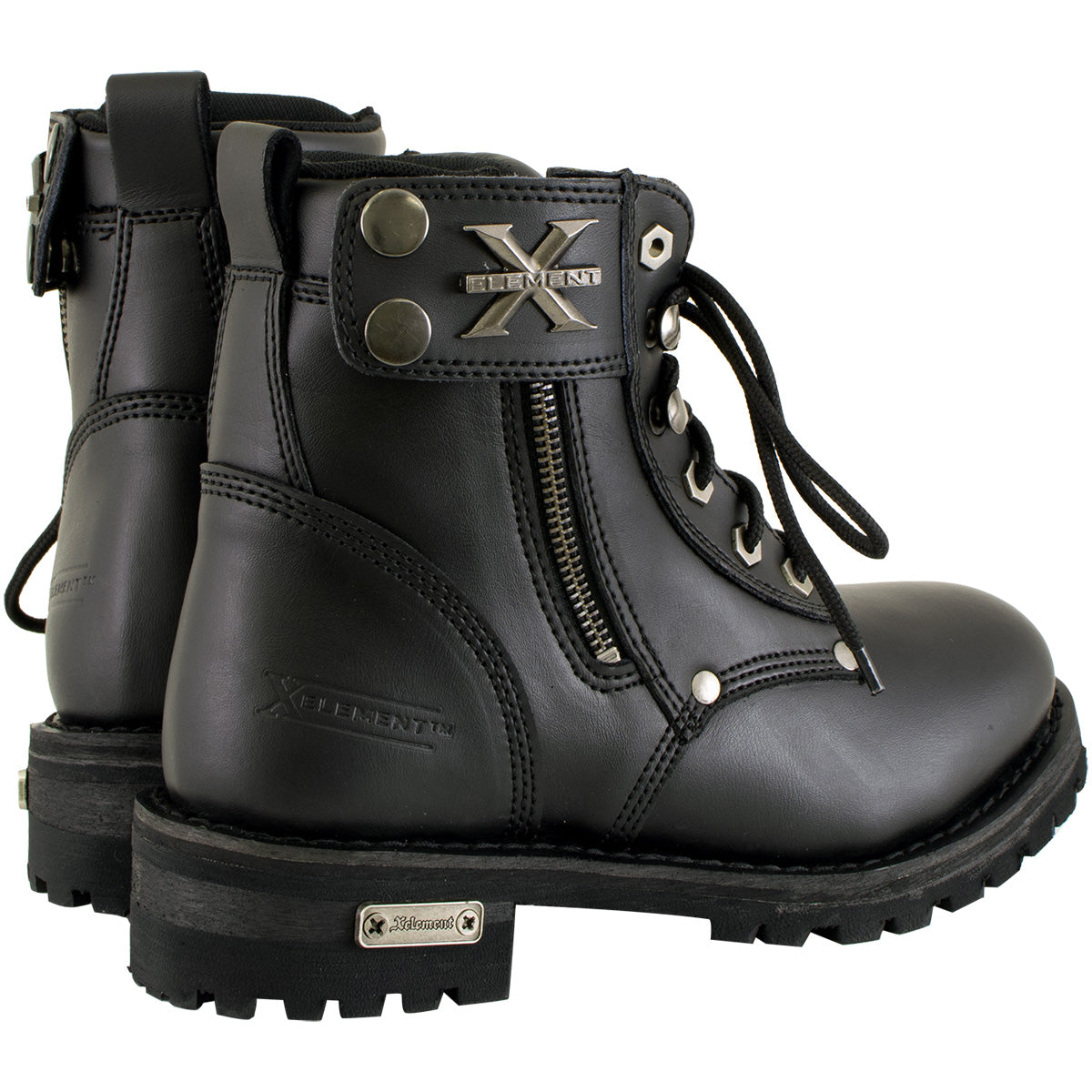 Xelement 2505 Women's Righteous Black Leather Zippered Motorcycle Boots